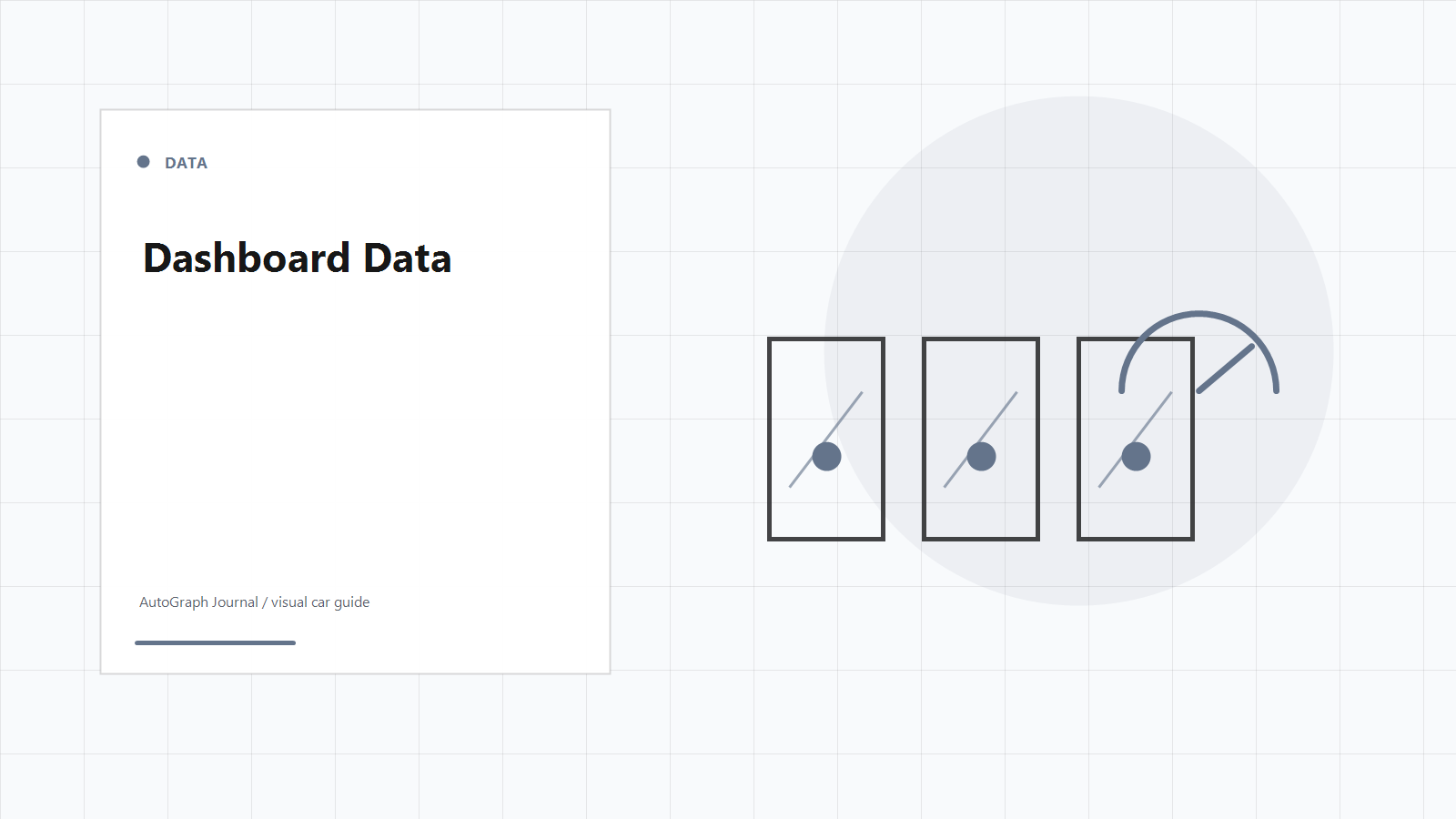 Automotive dashboard infographic with gauges and data cards