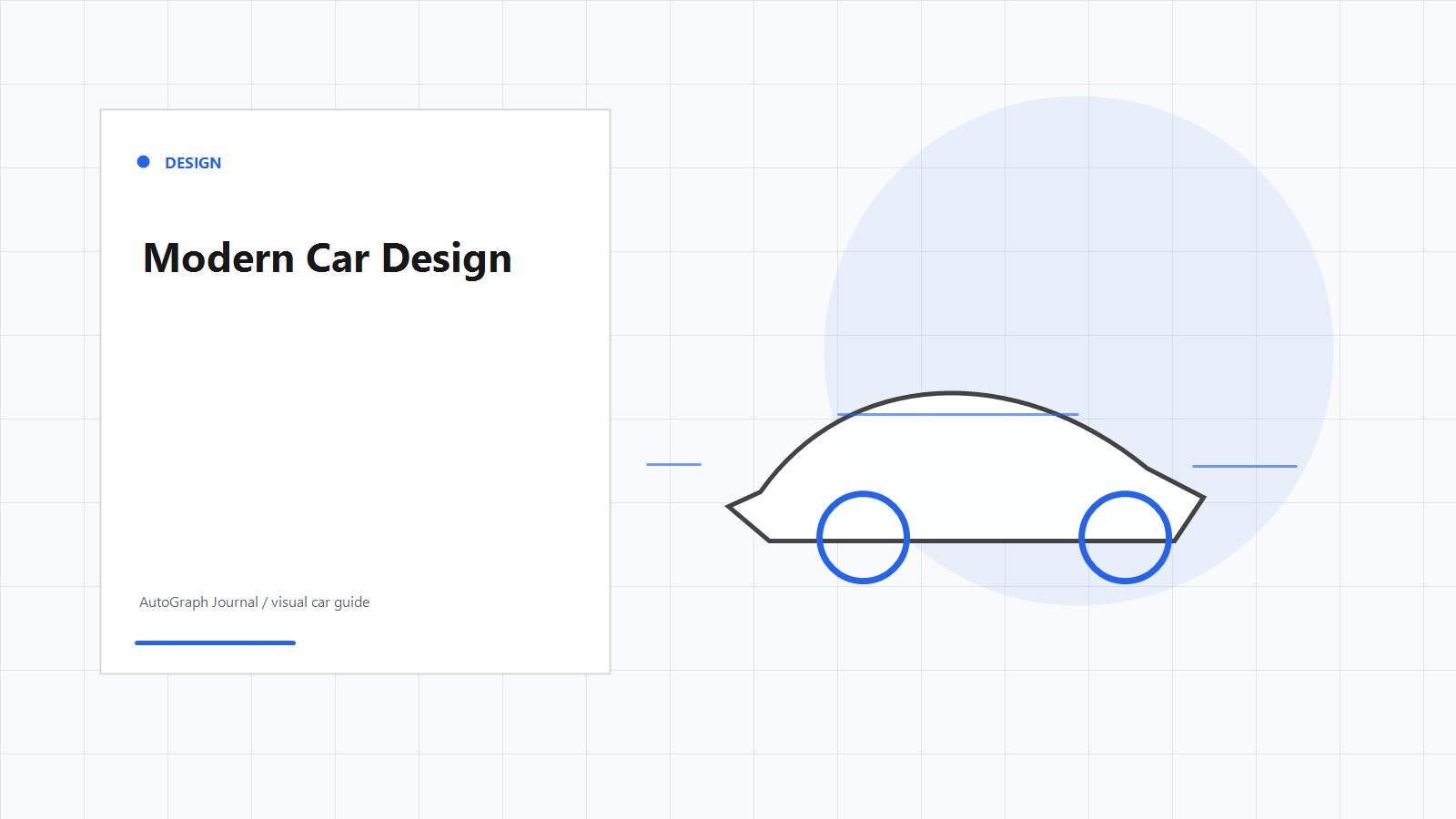 Automotive infographic cover showing a modern car profile with blue design lines